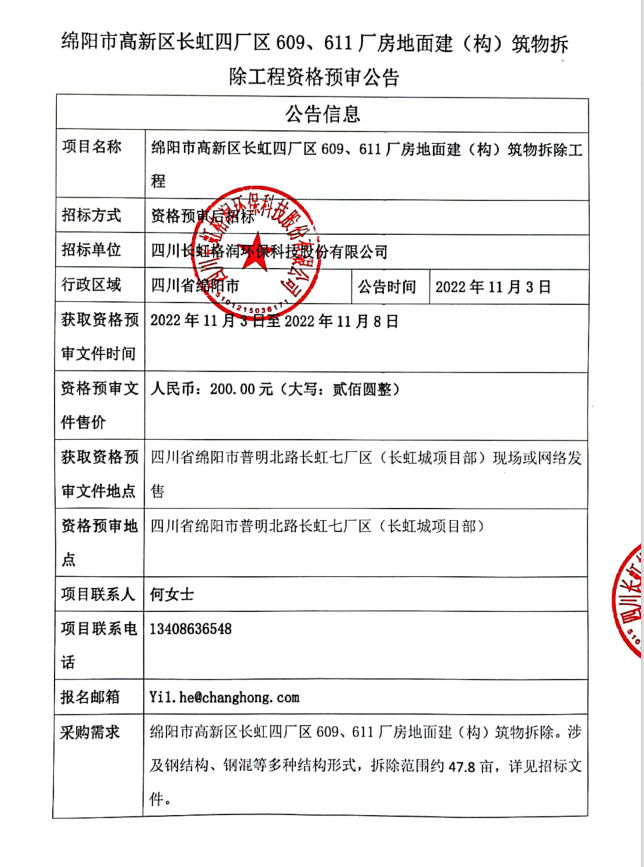關(guān)于609#、611#廠房拆遷公開招標(biāo)文件